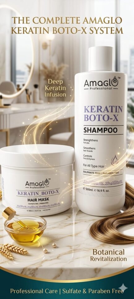 Amaglo Professional Keratin Boto-X Shampoo (500ml) and Hair Mask (500ml)