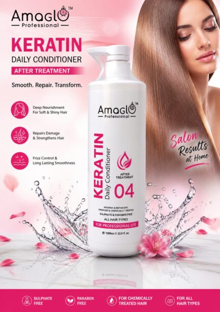 Amaglo Professional Keratin Daily Conditioner 04 – Nourish & Repair Formula for Dry & Damaged Hair (1000ml)