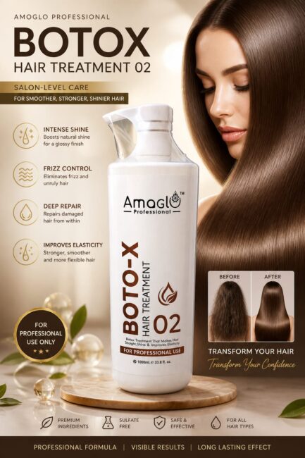 Amaglo Professional Botox Hair Treatment 02 – Salon Level Keratin Hair Smoothening & Repair Treatment (1000ml)